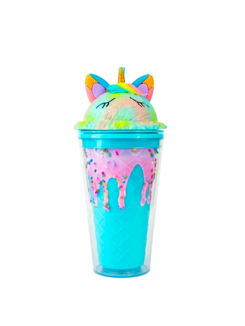 

Spiky Turquoise Blue & Pink Printed Glass Tumbler With Straw