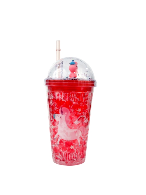 

Spiky Red & White Printed Glass Tumbler With Straw