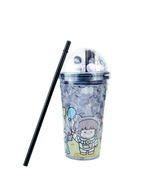 

Spiky Black & White Printed Glass Tumbler With Straw