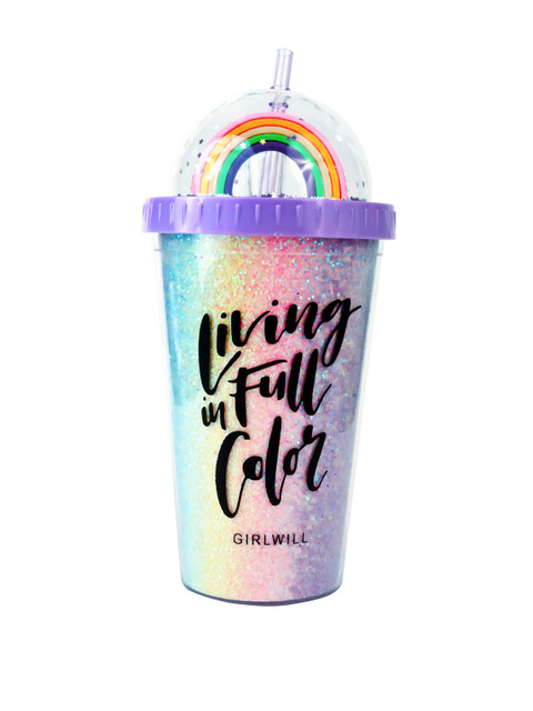 

Spiky Kids Purple Rainbow Printed Tumbler With Straw