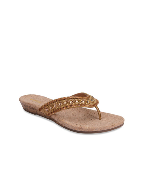 

Rocia Women Gold-Toned Embellished Open Toe Flats