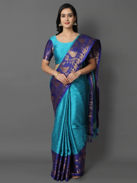 

awesome Blue Woven Design Silk Cotton Mysore Silk Saree