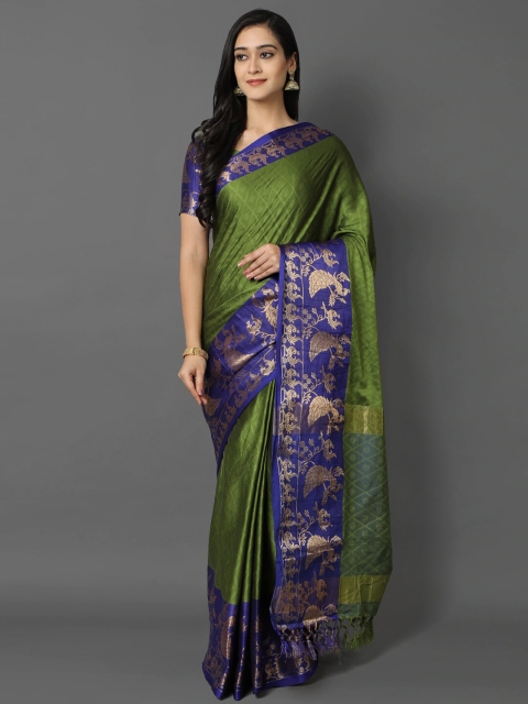 

Awesome Green & Blue Ethnic Motifs Zari Silk Cotton Mysore Silk Saree