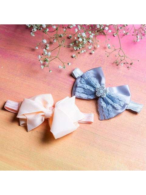 

Jewelz Girls Grey & Orange Set of 2 Bow Hairband