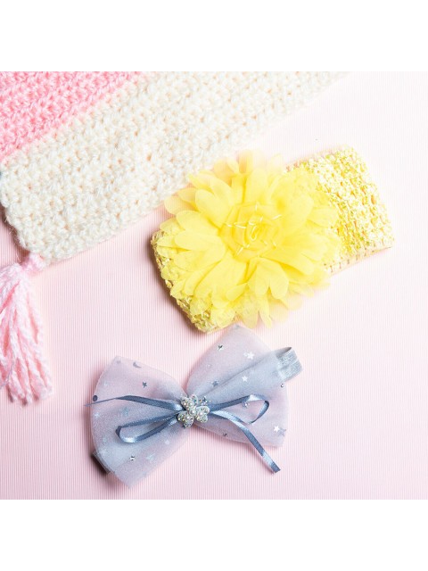 

Jewelz Girls Grey & Yellow Set of 2 Embellished Hairband