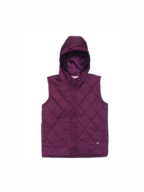 

612 league Girls Purple Hooded Quilted Jacket
