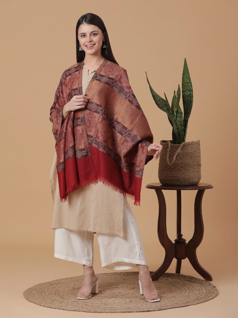 

SHINGORA Women Maroon Woven Design Jacquard Stole