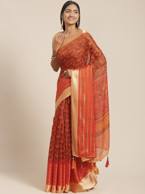 

Triveni Orange Pure Cotton Saree