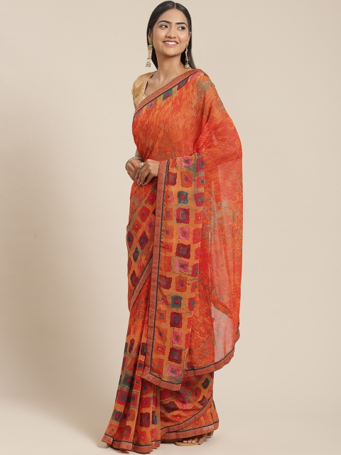 

Triveni Orange Pure Georgette Saree