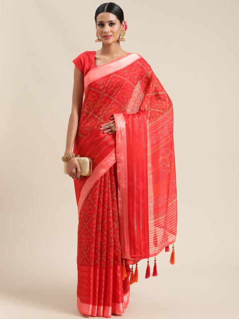 

Triveni Red Ethnic Motifs Pure Cotton Saree