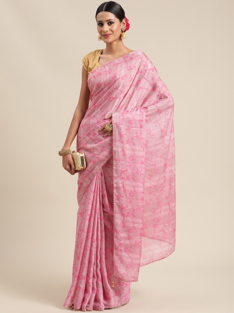 

Triveni Pink Floral Saree
