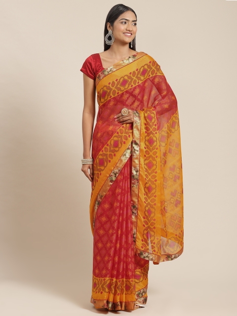 

Triveni Red Zari Brasso Saree