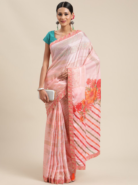 

Triveni Pink Floral Saree