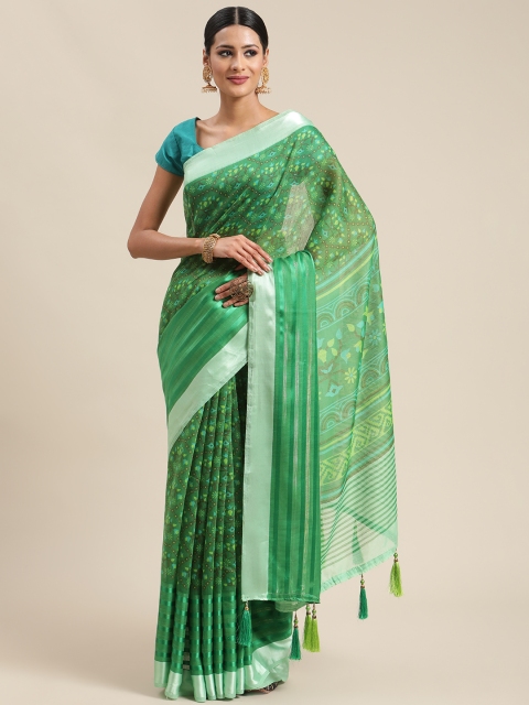 

Triveni Green Ethnic Motifs Pure Cotton Saree