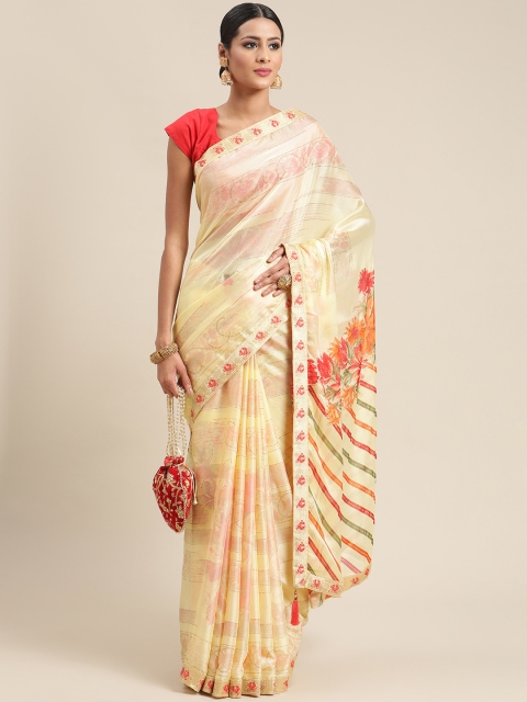 

Triveni Yellow Floral Saree