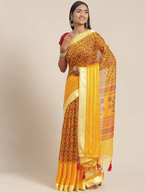 

Triveni Yellow & Red Printed Pure Cotton Saree