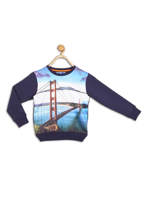 

612 league Boys Navy Blue Graphic Printed Sweatshirt