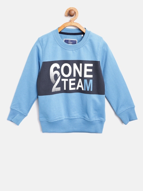 

612 league Boys Blue Typography Printed Sweatshirt