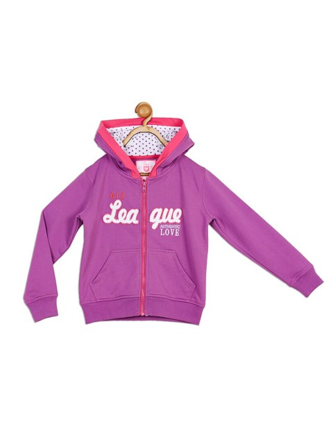 

612 league Girls Purple Printed Cotton Sweatshirt
