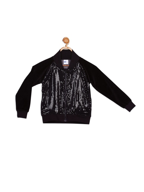 

612 league Girls Black Embellished Sequined Sweatshirt