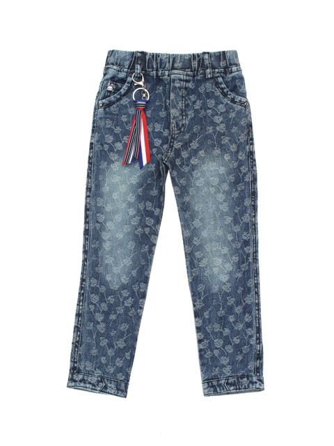 

Lil Lollipop Girls Blue Slim Fit Distressed Light Fade Pure Cotton Jeans