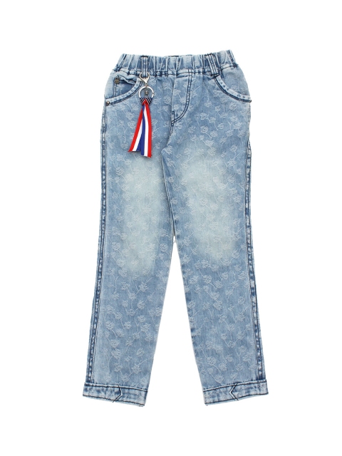 

Lil Lollipop Girls Blue Slim Fit Heavy Fade Pure Cotton Jeans