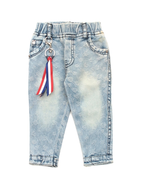 

Lil Lollipop Girls Blue Slim Fit Heavy Fade Pure Cotton Jeans