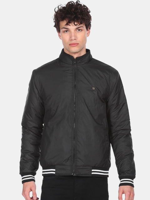 

Ruggers Men Black High Neck Bomber Jacket