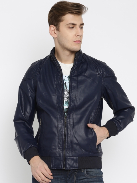 

Four One Oh Men Blue Biker Jacket