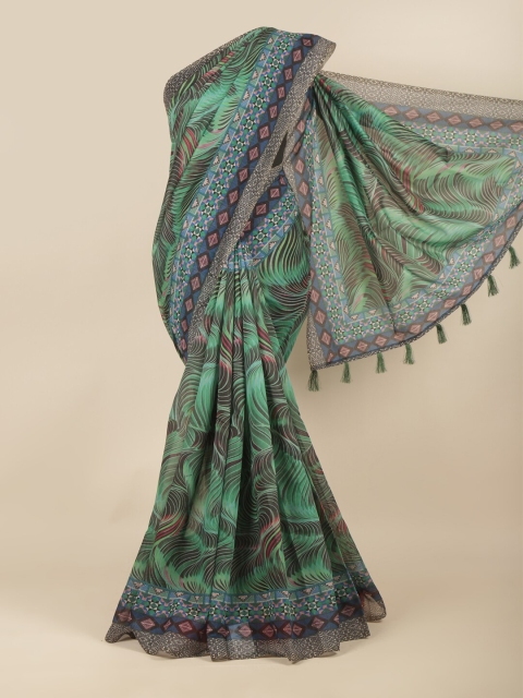 

Pothys Green & Blue Cotton Blend Saree