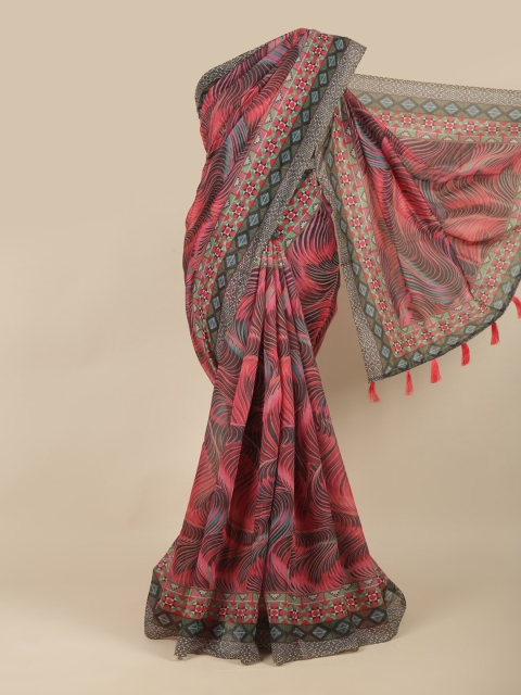 

Pothys Pink & Green Printed Saree