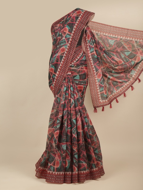 

Pothys Magenta & Blue Printed Saree