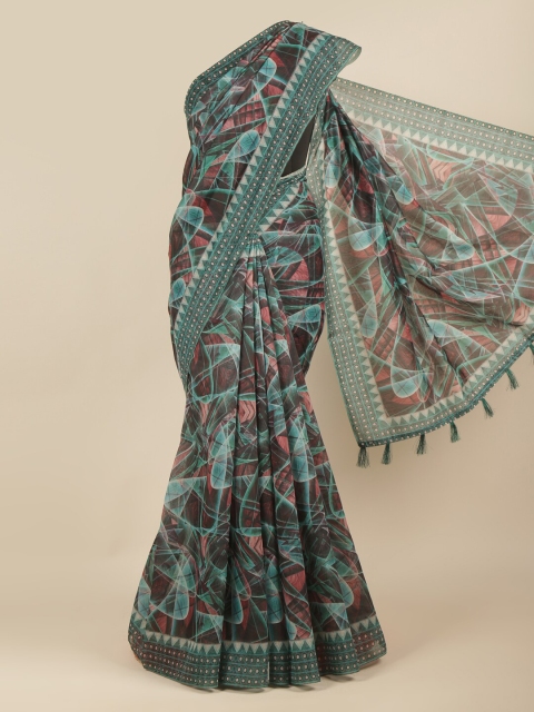 

Pothys Blue & Pink Printed Saree