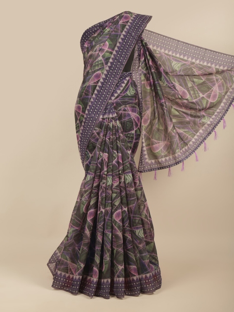 

Pothys Purple & Green Cotton Blend Saree