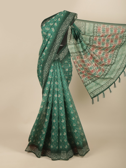 

Pothys Green & Beige Batik Saree