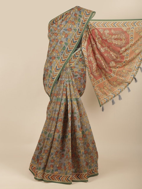 

Pothys Grey & Brown Floral Saree