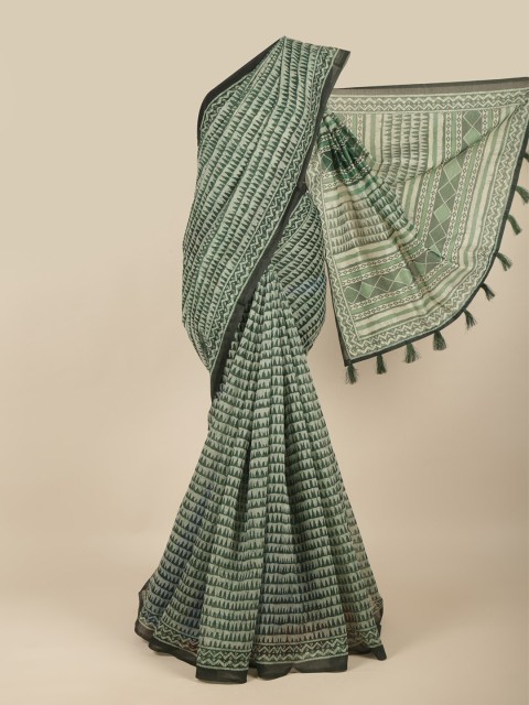 

Pothys Green & Black Batik Print Saree