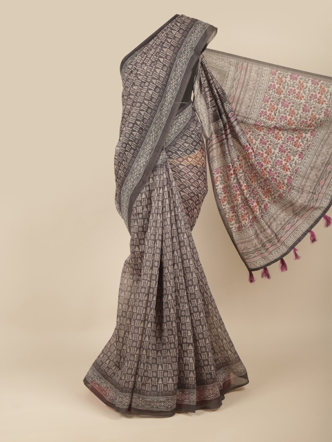 

Pothys Grey & Off White Ethnic Motifs Saree