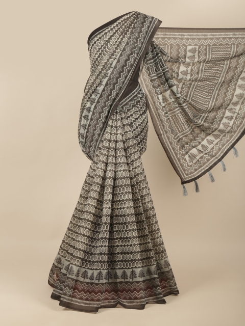 

Pothys Grey & Off White Printed Saree