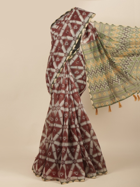 

Pothys Maroon & Green Cotton Blend Saree
