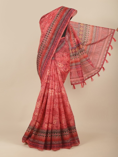 

Pothys Pink & Brown Ethnic Motifs Saree