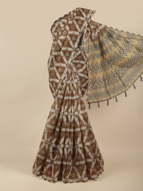 

Pothys Green & Grey Floral Saree