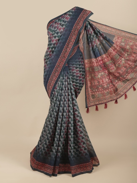 

Pothys Grey & Green Printed Saree
