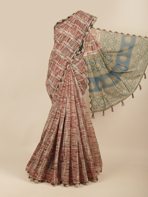 

Pothys Maroon & Blue Abstract Printed Saree