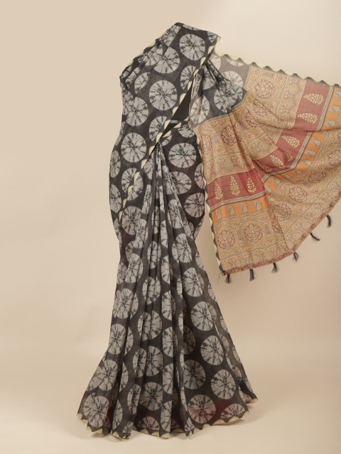 

Pothys Grey & Maroon Tie and Dye Saree