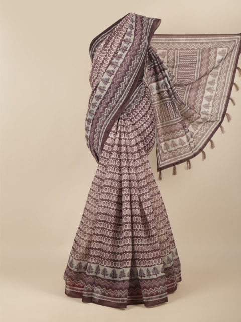 

Pothys Purple & Off White Batik Printed Saree