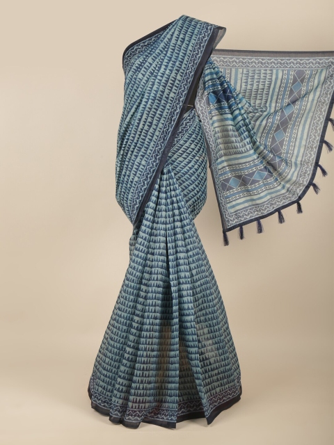 

Pothys Blue Batik Cotton Blend Saree