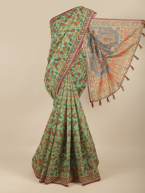 

Pothys Green & Pink Floral Saree
