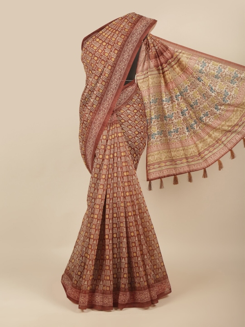 

Pothys Brown & Off White Printed Saree
