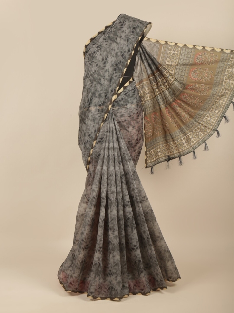 

Pothys Grey & Beige Floral Printed Saree